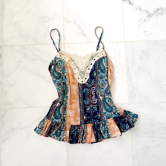 Boutique Tops - NWOT "One and Only" paisley crochet top
